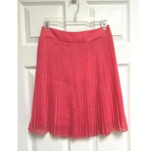 Alice + Olivia Coral/Salmon Gauzy Pleated Chiffon Skirt